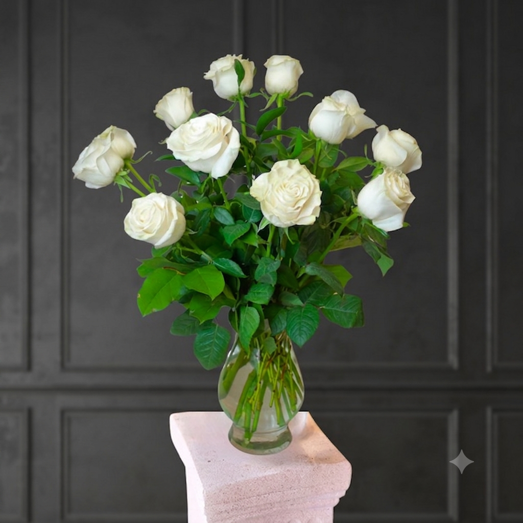 Long Stemmed White Roses