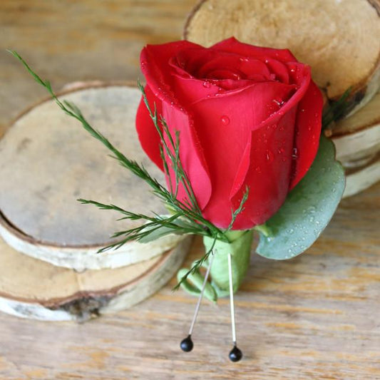 Red & White - Boutonniere